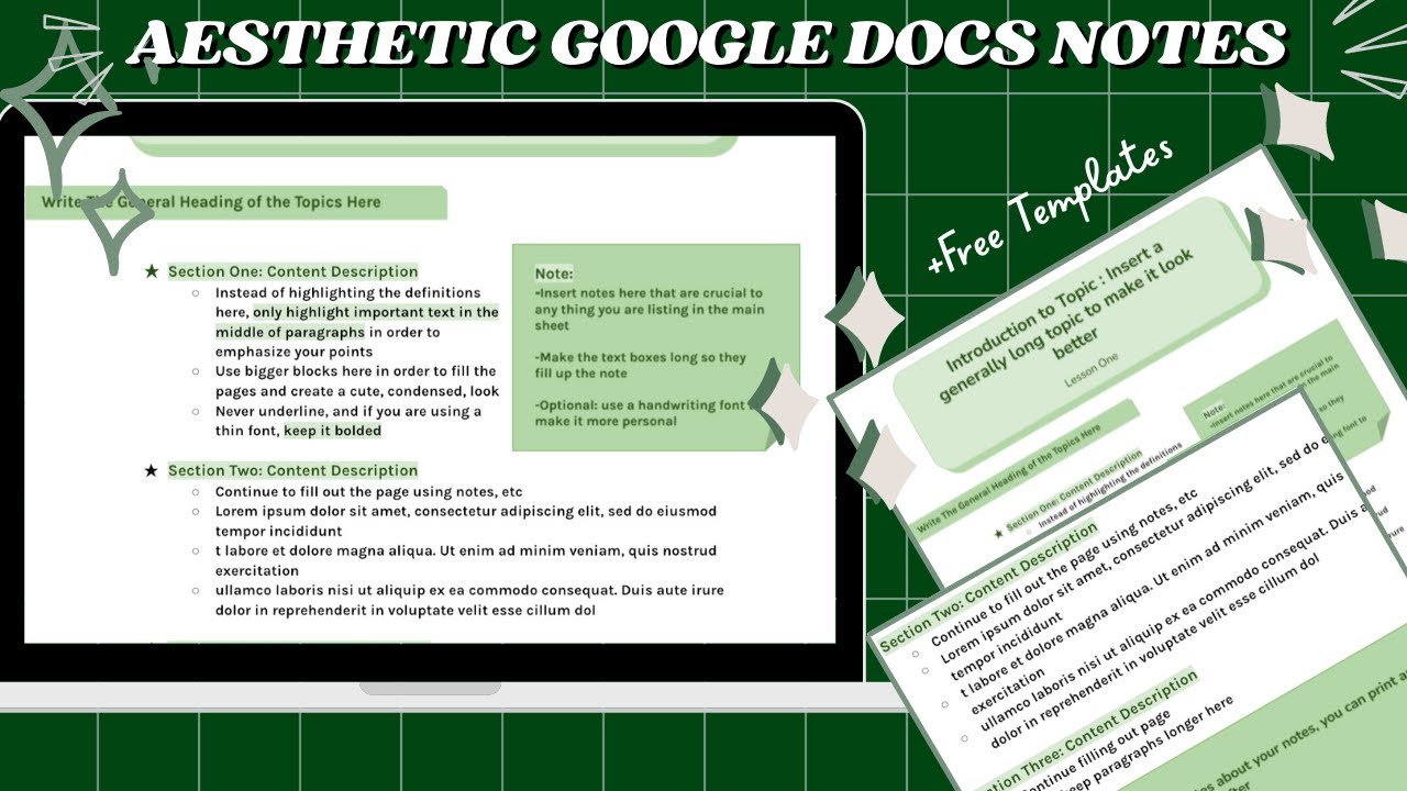 HOW TO MAKE AESTHETIC GREEN NOTES ON GOOGLE DOCS google docs note