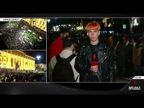 საპროტესტო აქცია პარლამენტთან - ანა ბროლაძის ჩართვა