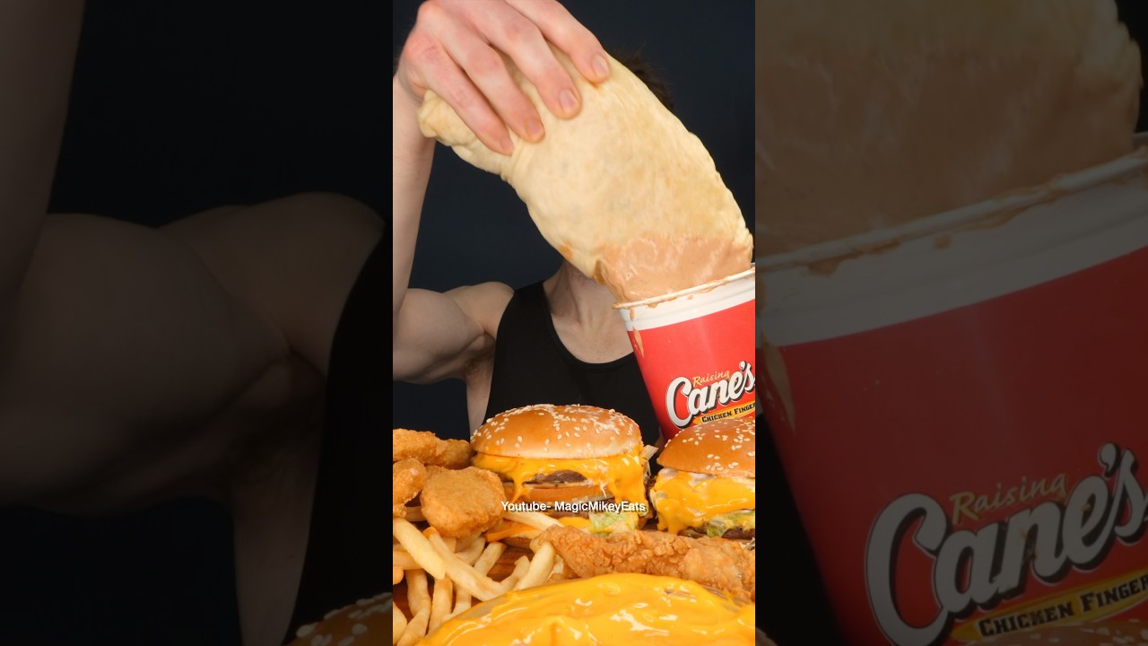 GIANT Chipotle burritos (Extra canes sauce) #asmr #mukbang