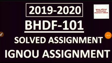 BHDF-101 SOLVED ASSIGNMENT 2019-20