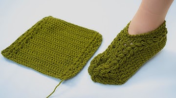 Simple crochet slippers out of a rectangle - even a beginner can handle it!