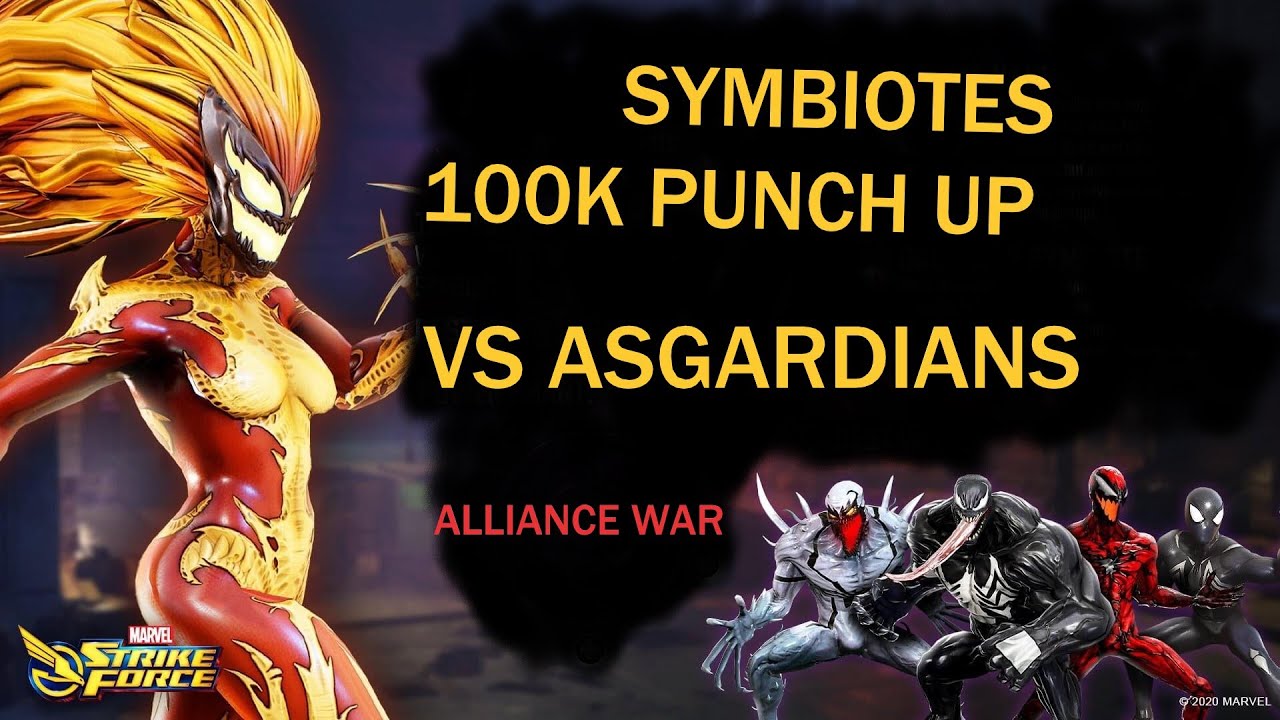 100 K Punch up Symbiotes VS Asgardians Alliance war Marvel strike