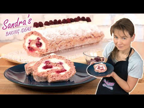 Video: Homemade Sponge Roll With Raspberries