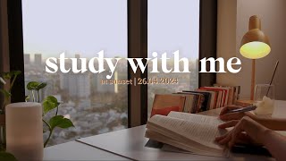 1.5 HR STUDY WITH ME at sunset | Calm Piano🎹 + streams sound | Motivation study.