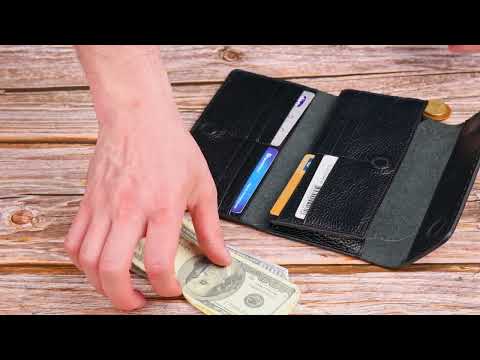 Класичний жіночий гаманець шкіряний довгий CANPELLINI 21662 Чорний, видео 1