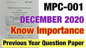 IGNOU previous year question Paper || MPC-001 December 2020 question Paper Ignou #questionpaper