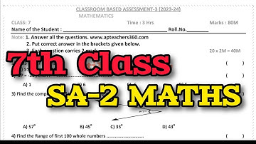 7th 💯MATHS SA-2/CBA-3 FULL Model Question Paper 2024 | 💯7th Class SA-2 Maths Question Paper #sa2math