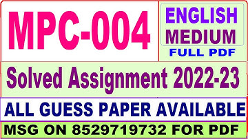 mpc 004 solved assignment 2022-23 / mpc 4 solved assignment in english / ignou ma psychology