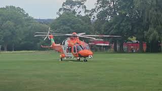 G-MGPS MAGPAS Air Ambulance taking off Bassetts Park, Wellingborough 5.7.23