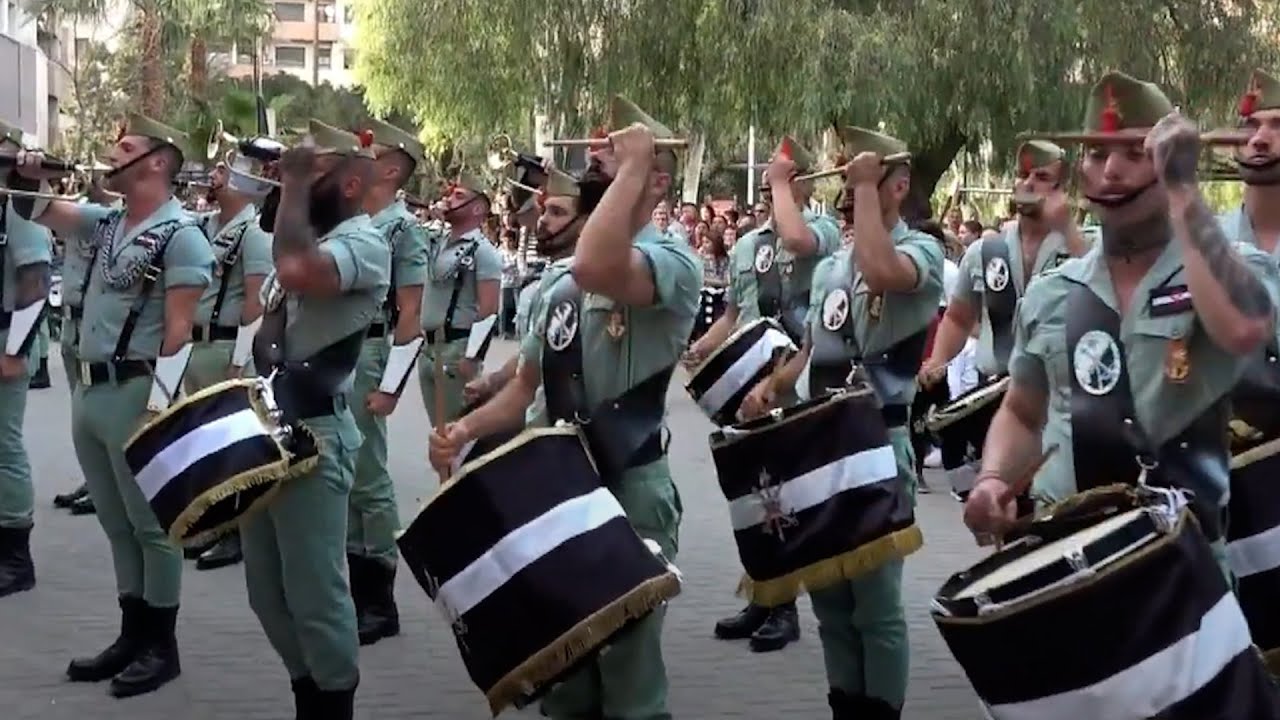 Llegada de la Legión a Alhama de Murcia para la procesión del Viernes de Dolores