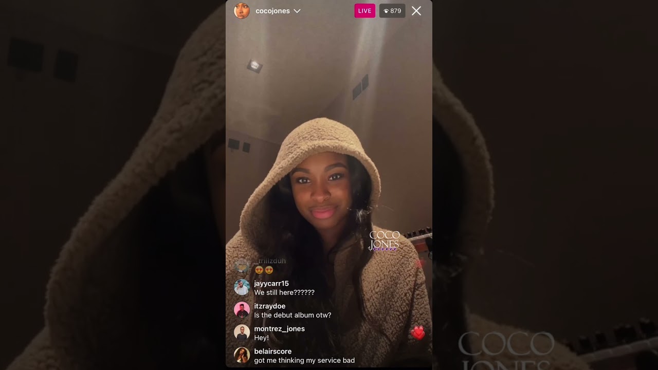 Coco Jones Instagram live previewing new songs 03/21/2023