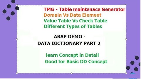 Data Dictionary Part 2 - TMG, Value Table Vs Check Table, Domain Vs Data Element, DB ABI