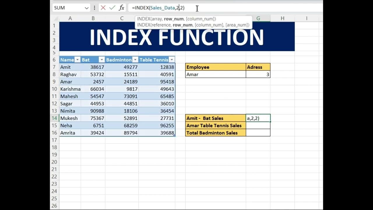 INDEX Function | Excel Academy @excelacademy831 - YouTube