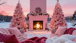 ⭐ 🎀 Pink Christmas Fireplace in the Snow ❄️ POV from the Coziest Spot 💗🔥 screenshot 1