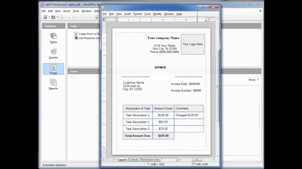 LibreOffice: Base - Homepage In Libreoffice Invoice Template