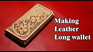 53 [Leather Craft] Making Leather Long Wallet / [가죽공예] 가죽 장지갑 만들기 / Free Pattern