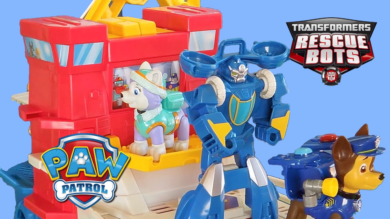 La Patrulla Canina de Nick Jr en el Barco de los Rescue Bots Video de  Juguetes en Español 