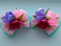 Весенние бантики Канзаши из лент МК / The spring bows of ribbon Kanzashi MK