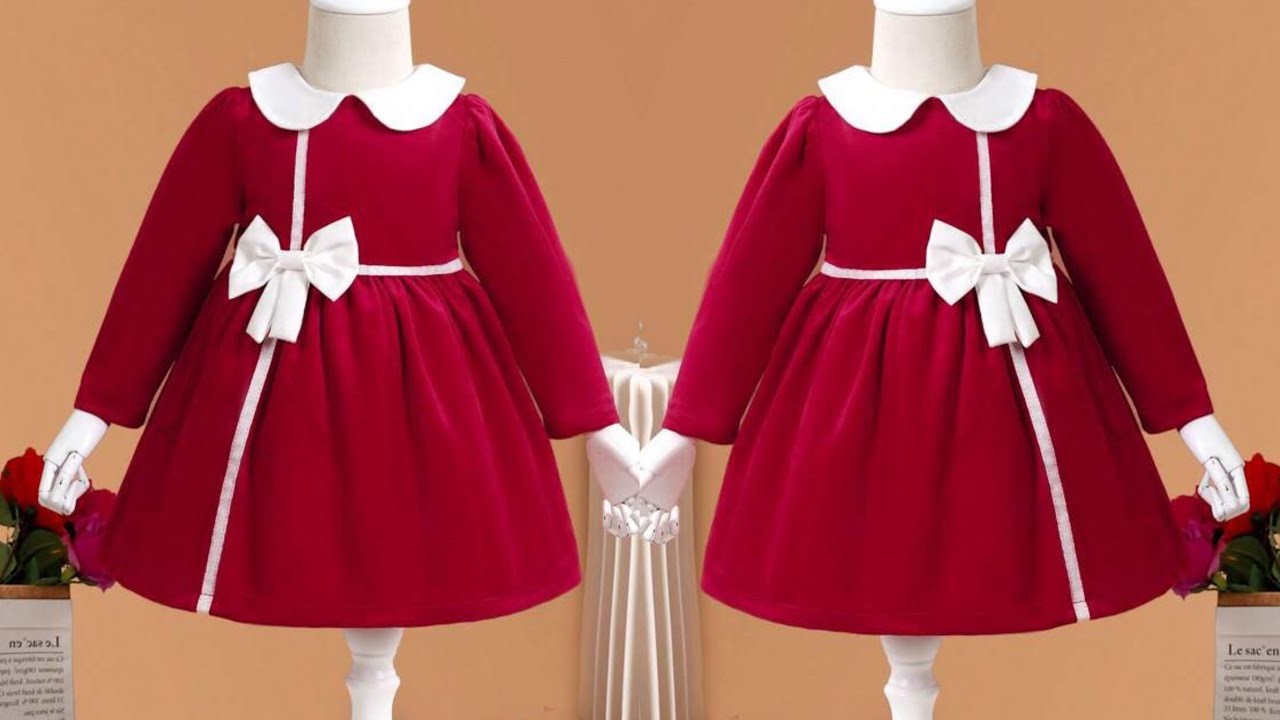 Babyhug Cotton  Knit Full Sleeves Peter Pan Collar Frock with Checks Print - Red & White main image 0