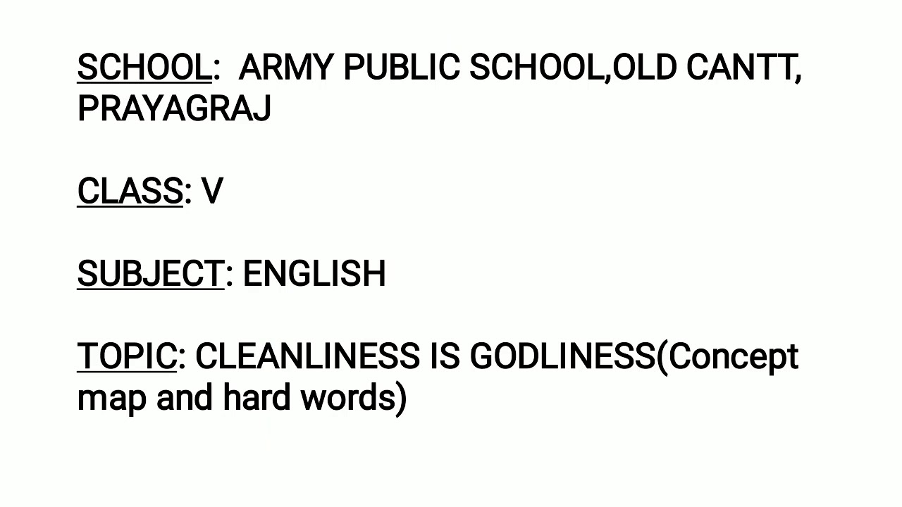 Cleanliness is Godliness ( Concept map and hard words) YouTube