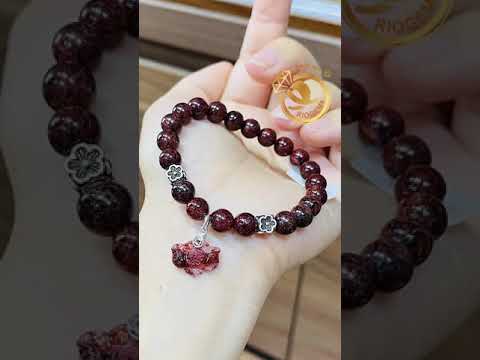 Lắc tay Thạch Anh tóc đỏ mix vàng siêu xinh