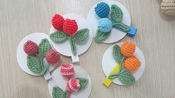 Hướng dẫn móc kẹp tóc hoa tulip 🌷 #crochet #happylencrochet #keptocmoclen #keptochoatulip #handmade