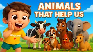 Animals That Help Us 🐄 Domestic & Farm Animals for Kids | Learn How Animals Help People Every Day