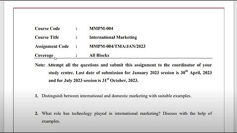 IGNOU MMPM - 004 Solved Assignment Jan 2023 | July 2023 | PDF | MBA | International Marketing