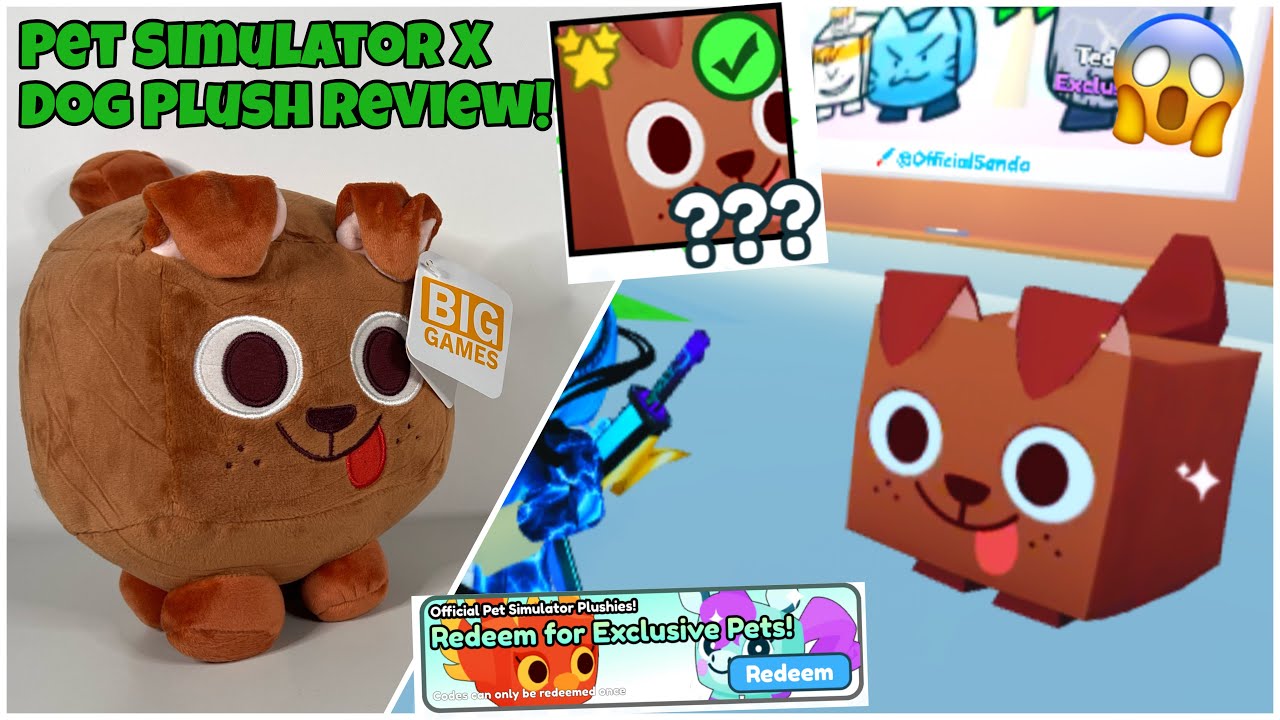 Big Games Pet Simulator x Dog Plush WITH Redeemable Code Roblox *IN HAND  FAST*