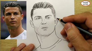 VERY EASY , How to draw cristiano ronaldo / cr7 , football player / learn drawing academy