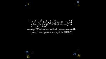 ولولا إذ دخلت جنتك قلت ما شاء الله : سورة الكهف - الآية 39.