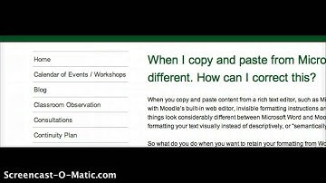 problems copying and pasting MS Word into Moodle