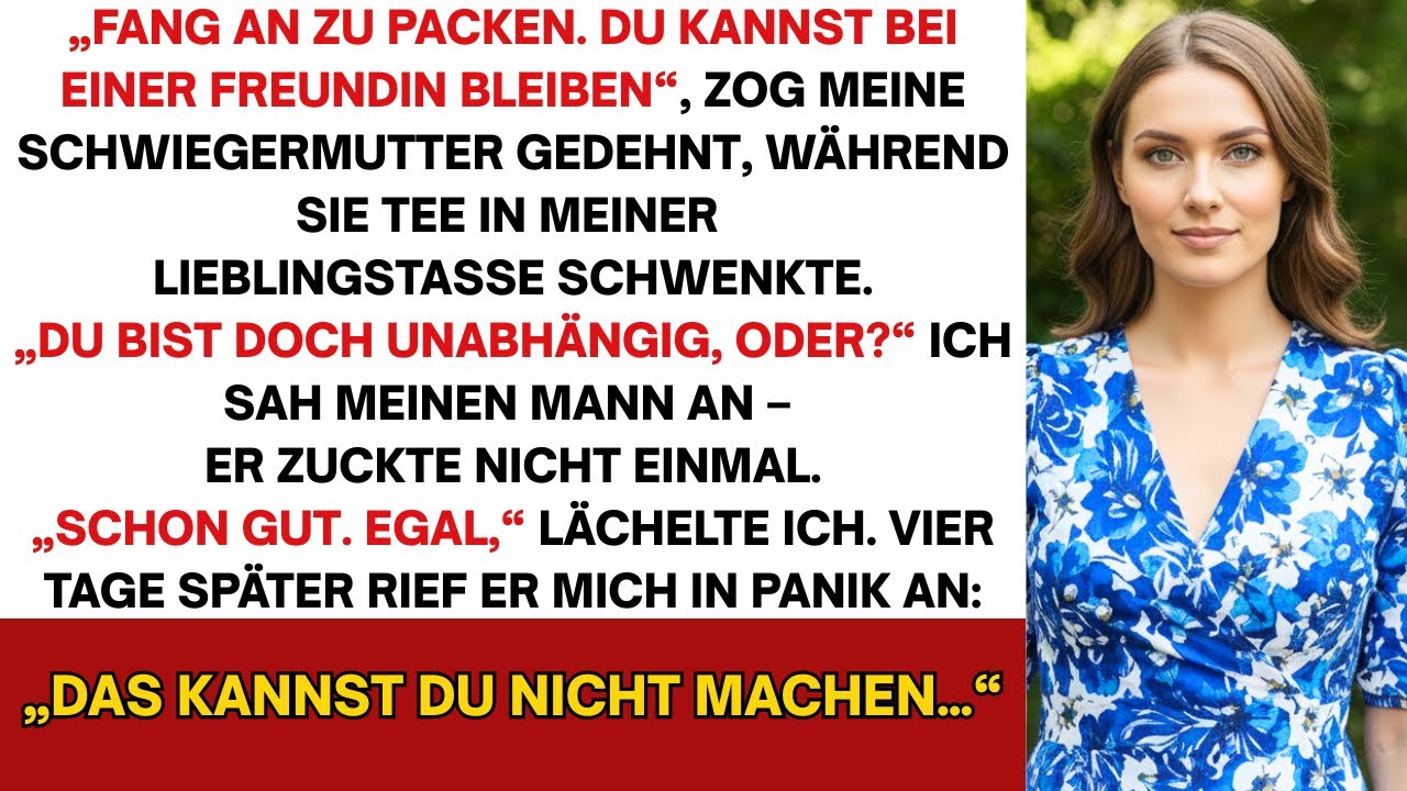 Meine Schwiegermutter und mein Mann warfen mich aus dem Haus das ich bezahlt hatte, einige Tage...
