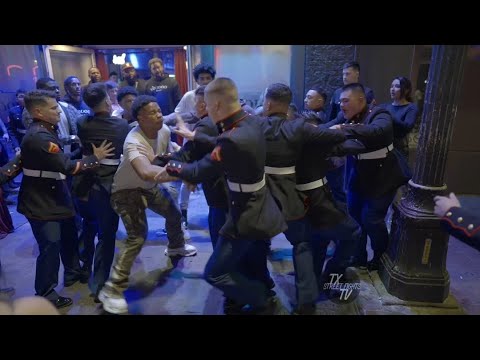 Wild! Marines brawl 6th Street Austin TX 11-19-2023 fight
