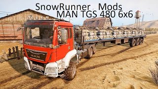 SnowRunner-Mods-MAN TGS 480 6x6-Region map Mojave Desert-Cargo transportation Part 14