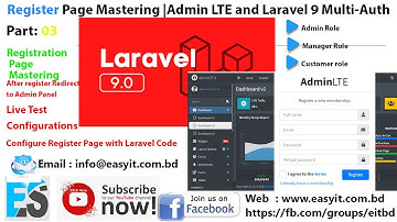 Part: 03 | Registration Page Mastering with Admin LTE and Laravel 9  | Multi-AUTH |Easy Solution