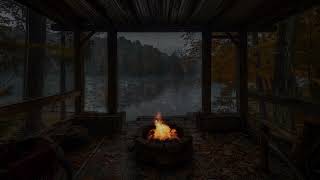 Fireplace & Rain Sounds For Meditation🔥🌧️Cozy Fire Ambience W/ Soft Rainfall | Sleep & Relax