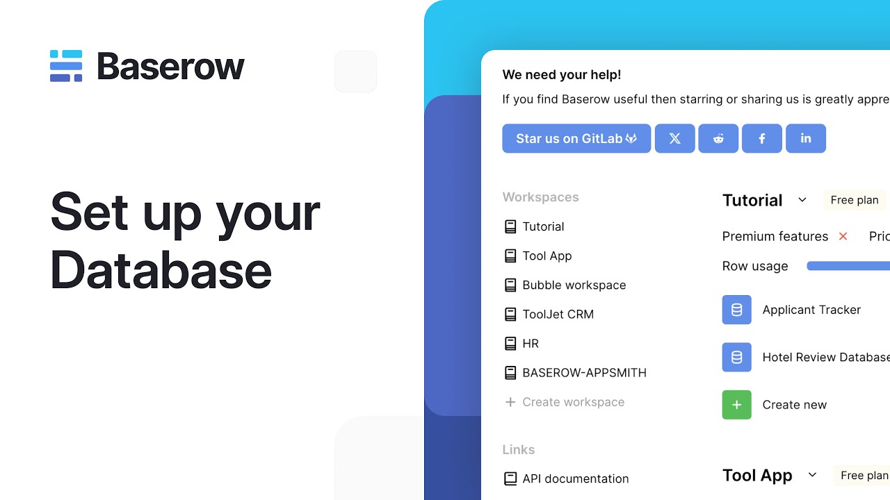 How to set up a database in Baserow