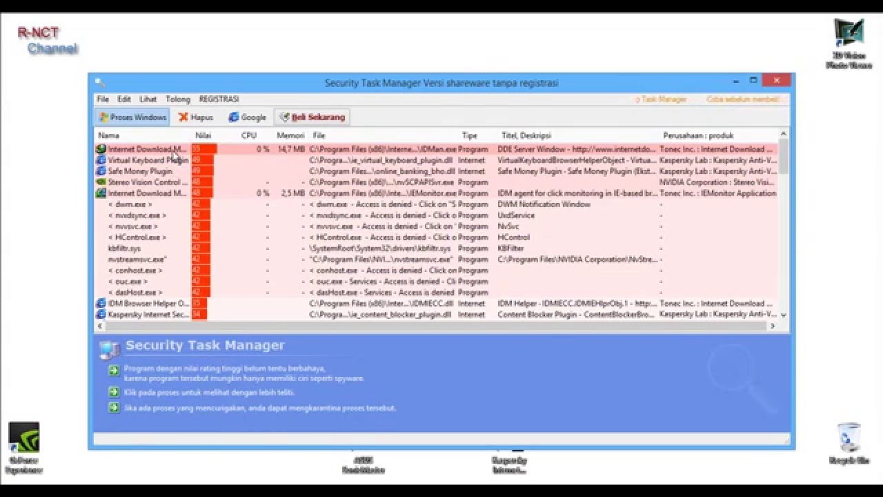Meninjau Antarmuka Security Task Manager