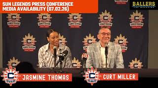 Jasmine Thomas & Curt Miller: “Sun Legend” Press Conference 🏀🧡 | 07.02.26 | WNBA | Ballers Magazine