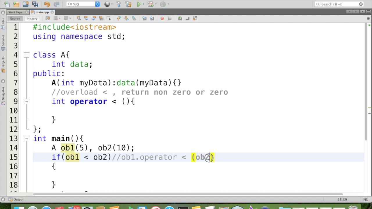 Relational Operator Overloading in C++ 