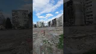 Borodyanka is a city in Ukraine.  Central square, consequences of the Russian war.