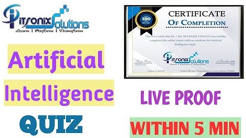 Artificial Intelligence Quiz | Free Certificate | Itronix Solutions |