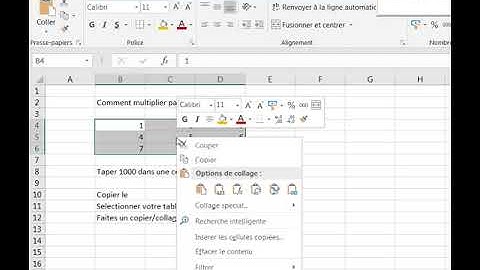 Excel : Multiplier par 1000 un Tableau