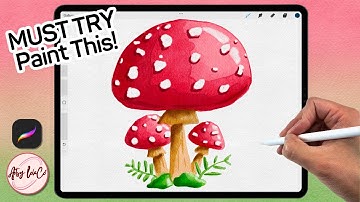WATERCOLOR Mushroom Tutorial on Procreate in EASY Steps!
