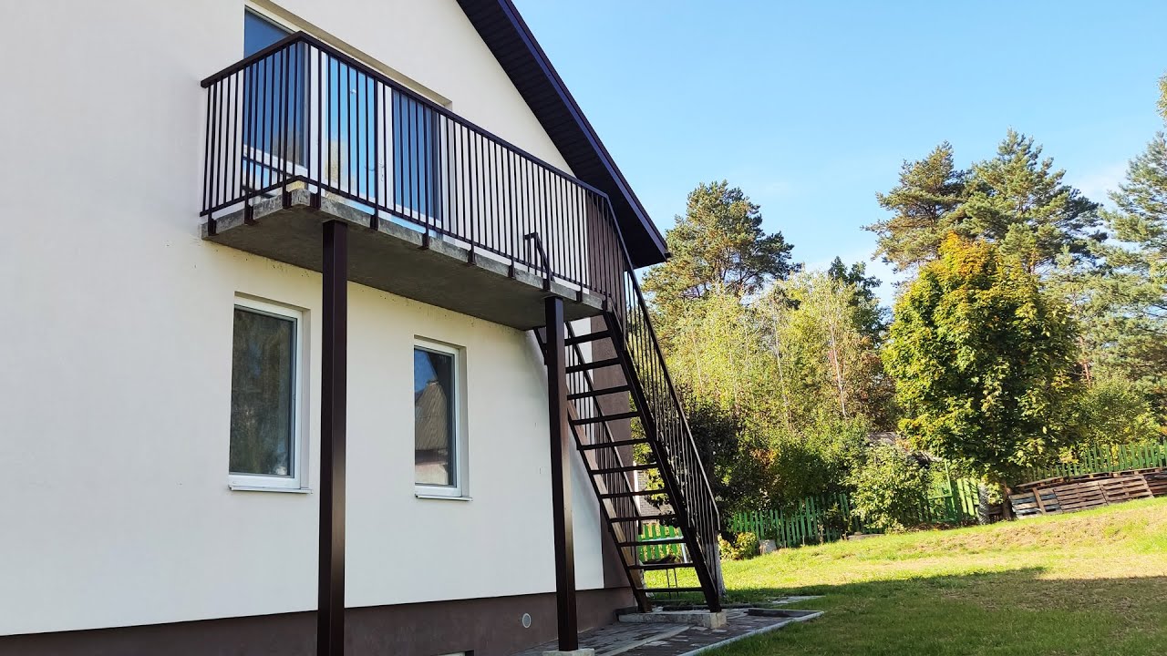 Пожарная лестница, эвакуационный выход - монтаж. Благоустройство - YouTube