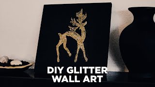 DIY Christmas Gift Idea: Homemade Black &amp; Gold Glitter Wall Art