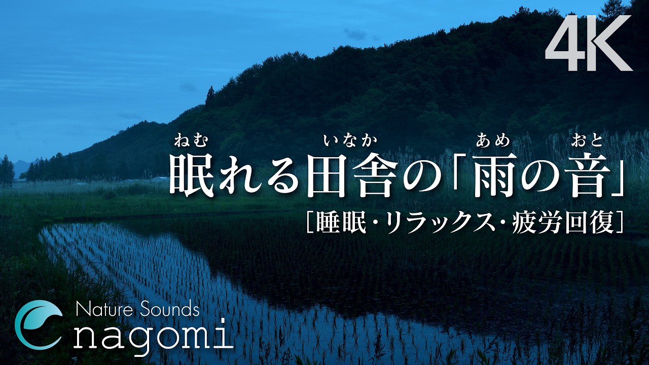【雨の音/睡眠】眠れる「雨の音」〜田舎の田んぼ、落ち着く癒し音|睡眠・疲労回復・勉強・リラックス|自然音ASMR