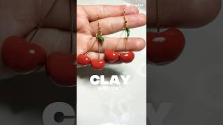 Cherry earrings 🍒 Tiny Handmade Polymer Clay Art.  #polymerclayartis #momartist