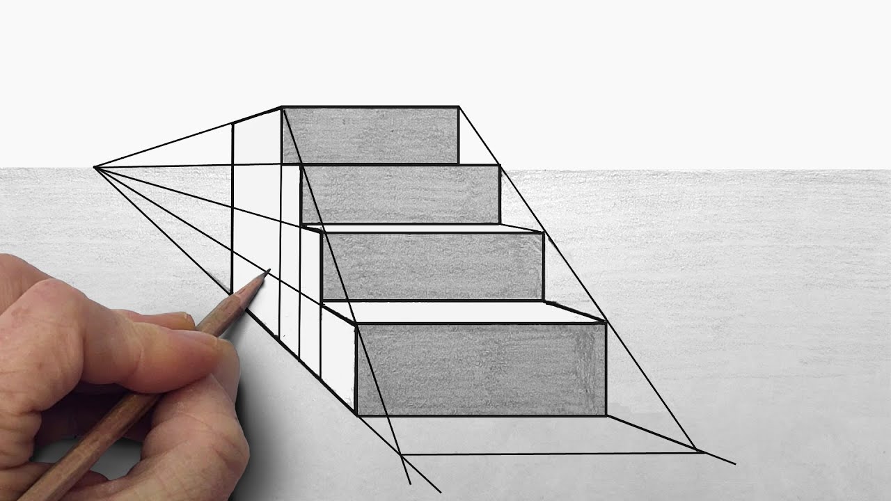 Как нарисовать лестницу в одной точке шаг за шагом | Краткие советы по перспективе